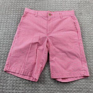 Izod Golf Shorts Men 30 Red White Checkered Chino Short Pants Casual Preppy